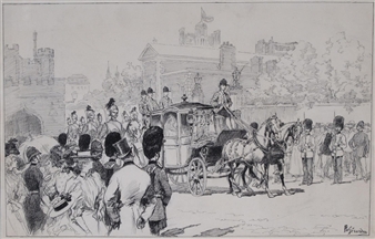A Royal Wedding procession at St James's Palace - Auguste Gérardin