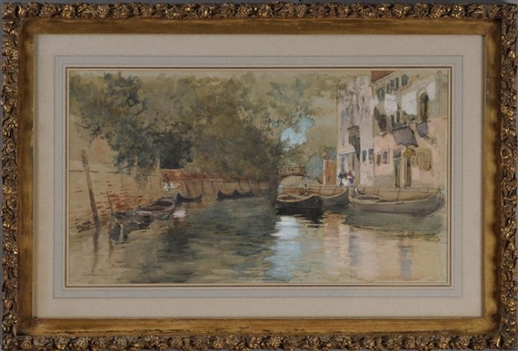 Francis Hopkinson Smith | Canal with Boats and Baskets | MutualArt