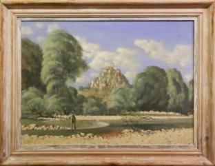 Auribeau, from the River Siangres, Provence by Laurence Henry Forster Irving