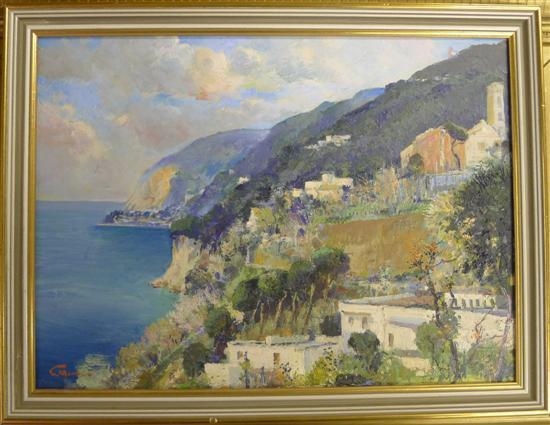 Artwork by Pasquale Monaco, Coastal landscape, Made of oil on canvasboard