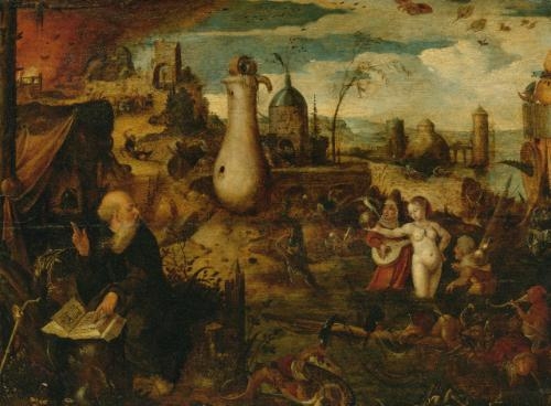 Artwork by Pieter Huys, The Temptation Of St. Anthony, Made of Oil on panel