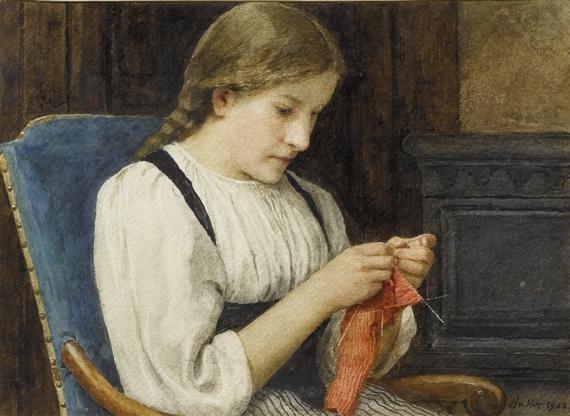 Anker Albert | Rosa Schwab tricotant (1908) | MutualArt