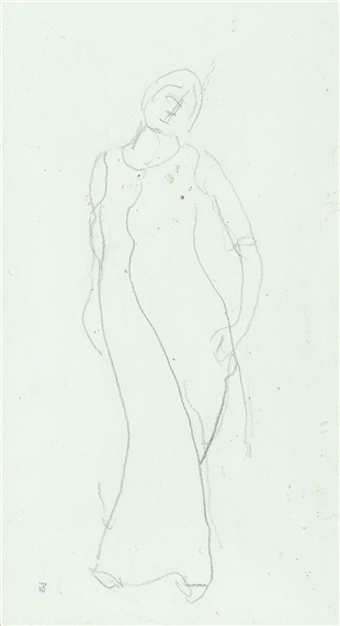 woman standing : reclining soldier