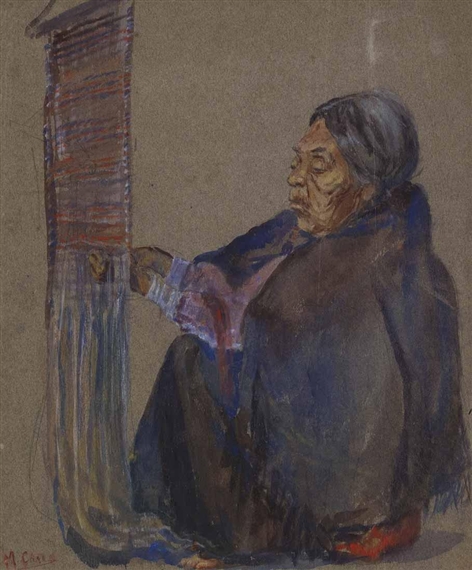 The Mat Weaver by Emily Carr, circa 1909 ~ 1910
