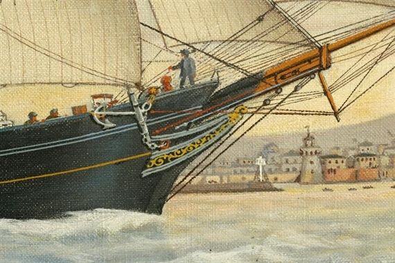 The brig  Stephen Bishop  of Searsport by Percy Sanborn