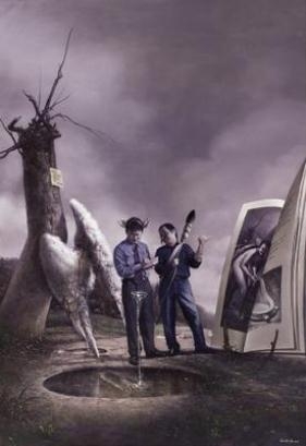 Artwork by Kuo Wei-Kuo, FAREWELL TO THE ANGEL PLAYING WITH WATER, Made of oil on canvas