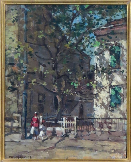 Rockport street with people by Paul Cornoyer