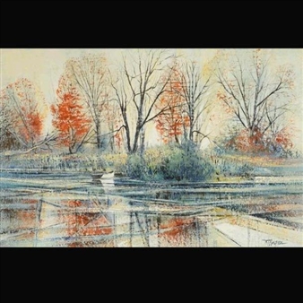 Autumn River Bank - Richard Ellis Wagner