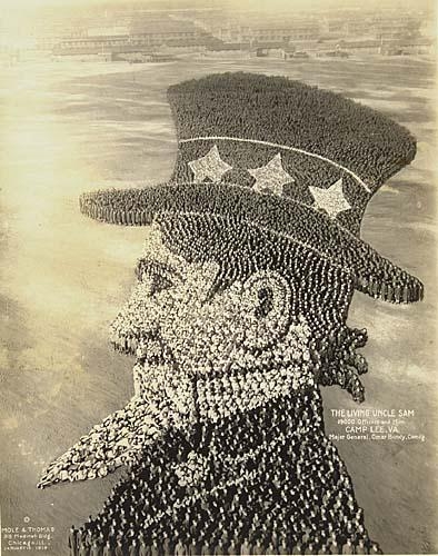 Artwork by Arthur Mole, J.D. Thomas, 2 works: The Living Uncle Sam and Woodrow Wilson, Made of Silver prints
