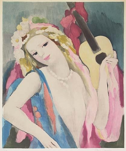 Marie Laurencin、FEMME A GUITARE Marie Laurencin | Femme à la Guitare (1936) | MutualArt