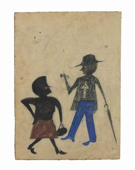 Woman and Man with an Umbrella by Bill Traylor