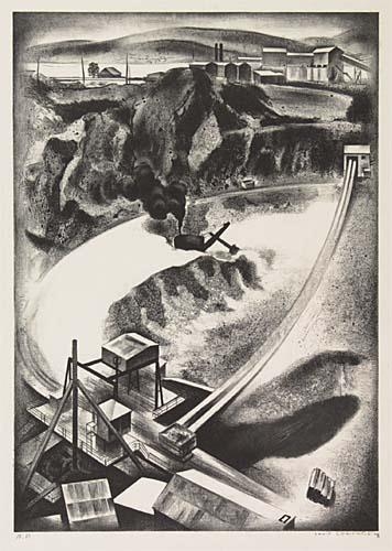 Artwork by Louis Lozowick, Open Mine (Crushed Rock), Made of Lithograph