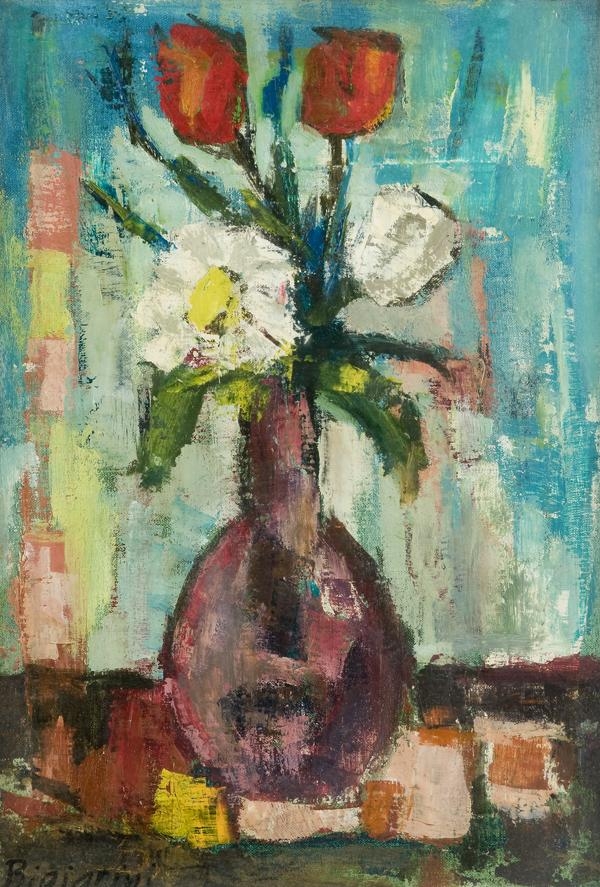 Artwork by Gino Bigiarini, Vase of Flowers, Made of Oil on canvas