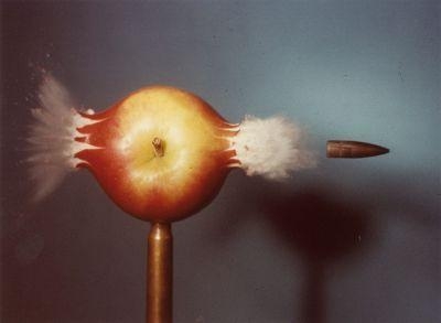 Artwork by Harold Eugene Edgerton, Bullet Through Apple, Made of Slightly later C-Print. Kodak paper