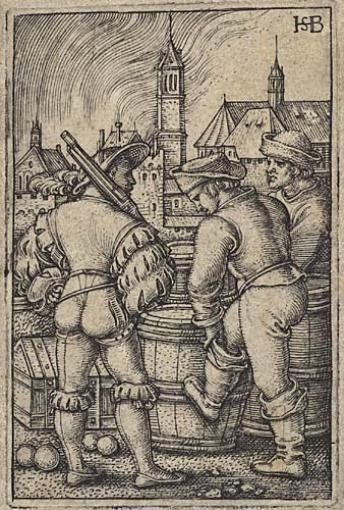 Three Soldiers and a Dog by Hans Sebald Beham, Circa 1540