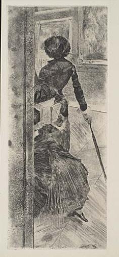 Au Louvre, la peinture, Mary Cassatt by Edgar Degas, circa 1879-1880