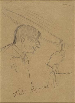 Sketch of Will Rogers at Mechanics Hall - Fred Mason