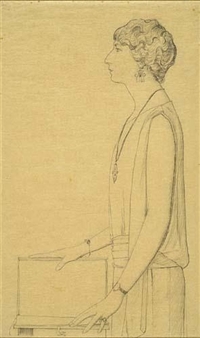 Portrait of a Young Woman Standing in Profile - Durr Freedley