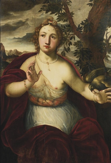 A LADY BITTEN BY A PARROT by Otto van Veen