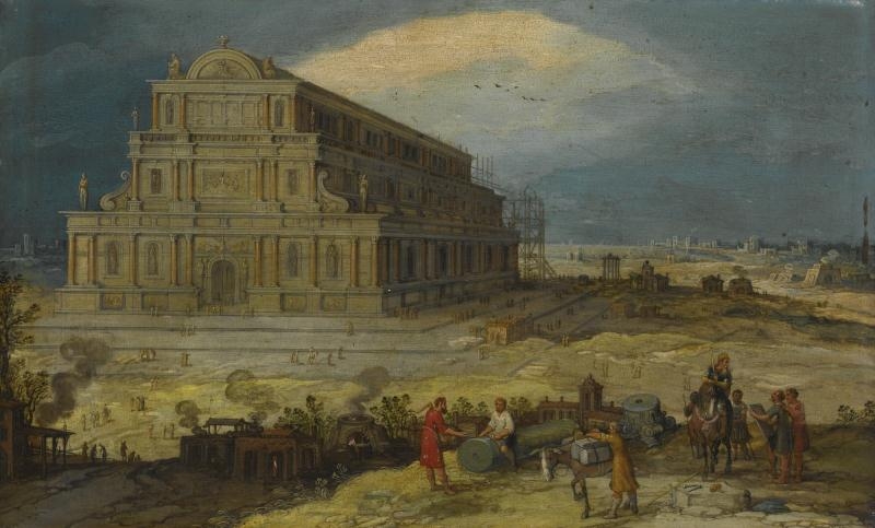 THE BUILDING OF THE TEMPLE OF ARTEMIS AT EPHESUS by Hendrik van Cleve