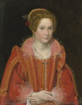 PORTRAIT OF A LADY, HALF-LENGTH, DRESSED IN PINK Picture