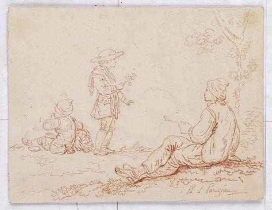 Philippe Louis Parizeau | A Seated Peasant with Two Children | MutualArt