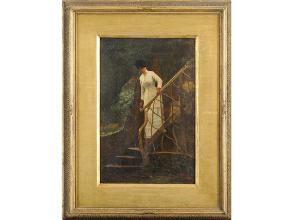 LADY ON A GARDEN STEP by John Lavery, 1880