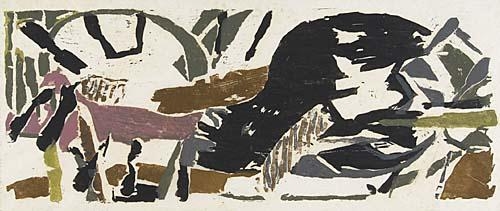 Artwork by Perle Fine, Ride to the Wind, Made of Color woodcut