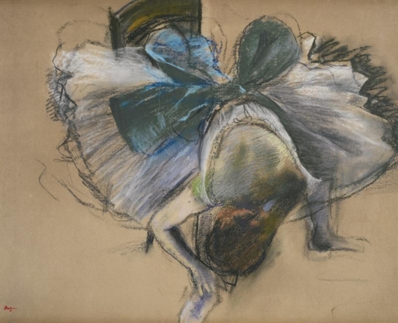 DANSEUSE RAJUSTANT SON CHAUSSON by Edgar Degas, 1887