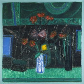 FLOWERS AND NIGHT WINDOW - William James Laidlaw Baillie