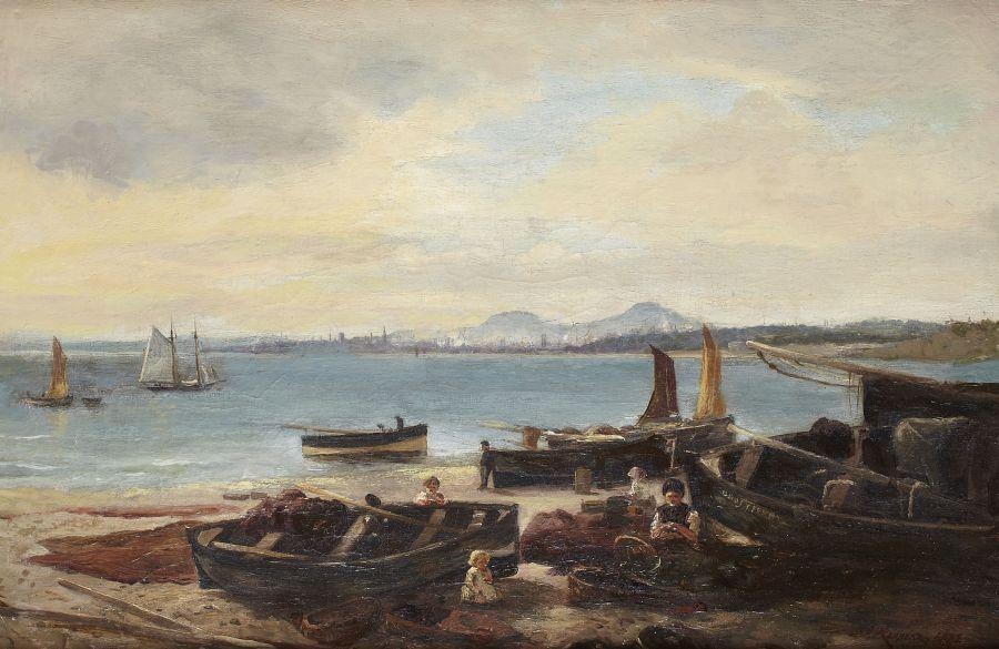 Artwork by James Scott Kinnear, DUNDEE FROM NEWPORT, FIFE, Made of oil on canvas