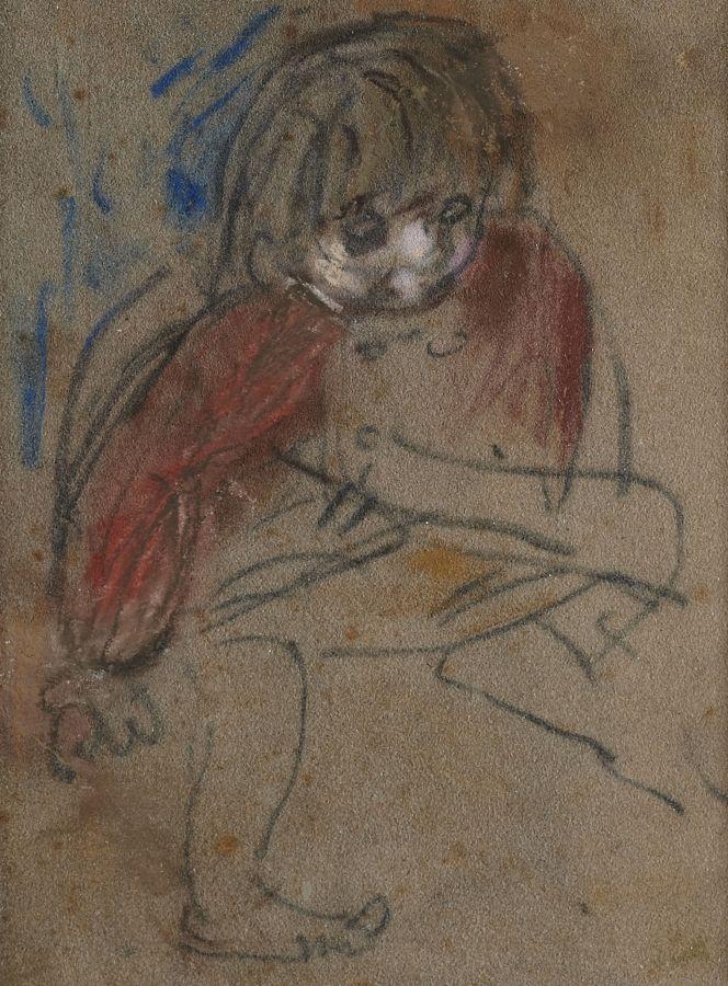 Artwork by Joan Kathleen Hardy Eardley, THE RED CARDIGAN, Made of Pastel