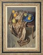 Artwork by Patrick Hennessy, Still Life with Brocade and Apples, Made of Oil on canvas