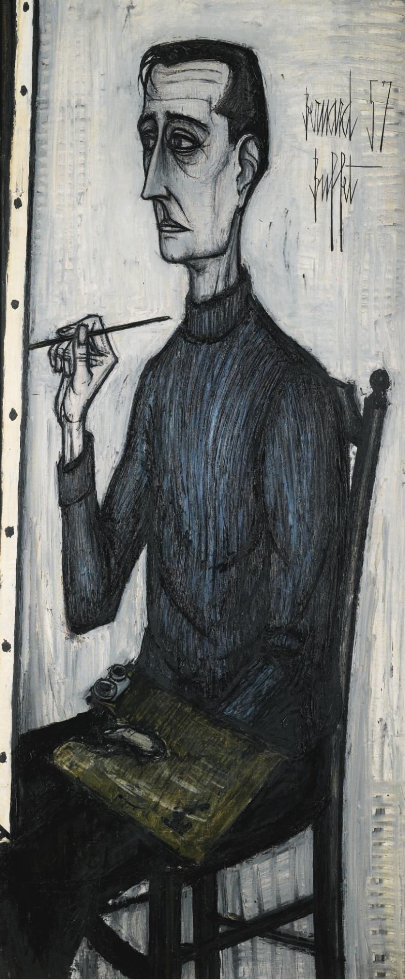 bernard-buffet-autoportrait-sur-fond-noir-1956-mutualart