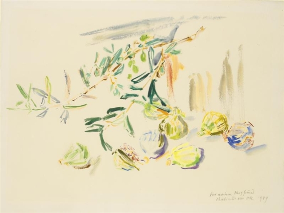 OLIVENZWEIGE MIT FEIGEN (OLIVE BRANCHES WITH FIGS) by Oskar Kokoschka, 1949