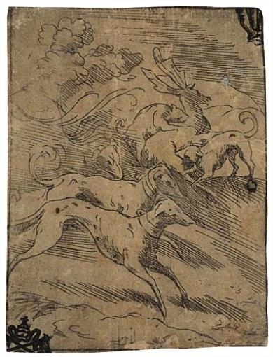 Dogs Hunting a Deer by Parmigianino