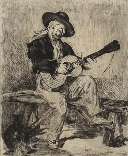 Artwork by Édouard Manet, Le Guitarero (ou le Chanteur Espagnol)., Made of Etching and roulette