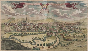 The North Prospect of the Town of Hertford from Porthill - John Drapentier