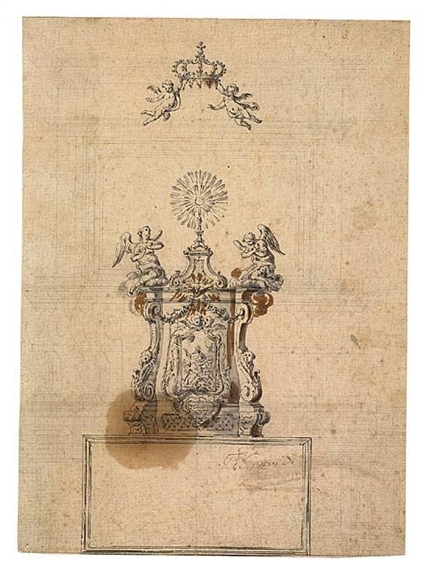 Design for a Tabernacle with a Monstrance on Top by German School, 18th Century