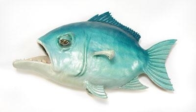 Bass, polychrome decorated foam sculpture