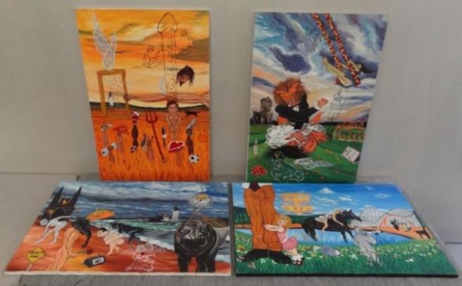 Artwork by Keith Duncan, 4 Satirical/Sociopolitical, Made of Oils on Canvas