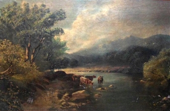 Highland Cattle Watering - W. Pinder