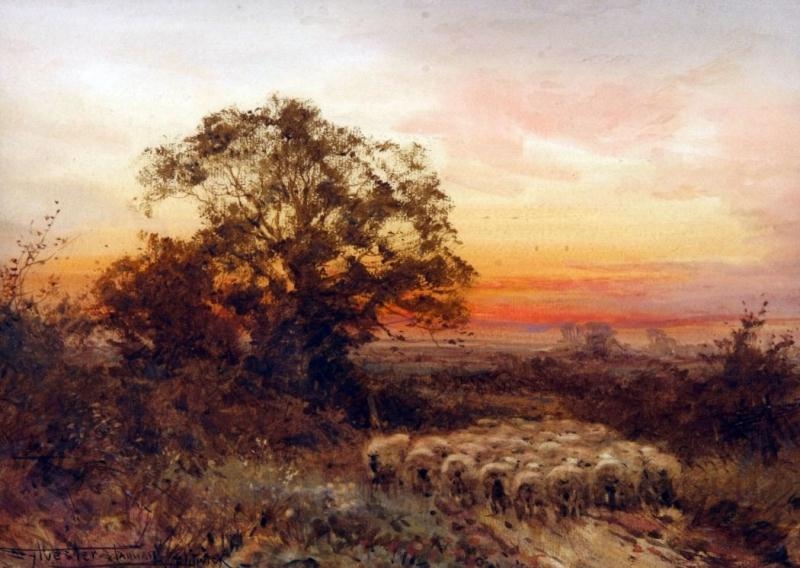 Henry John Sylvester Stannard | Flitwick (Sheep in Sunset Landscape ...