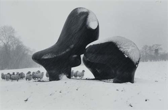 Henry Moore sculpture with sheep - John Loengard