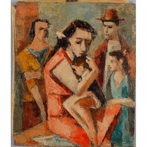 Artwork by Frank Perri, Mother and Child, Made of Oil on board