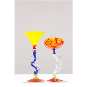 Set of two whimsically designed goblets in the style of the late Seattle - Bill Akers