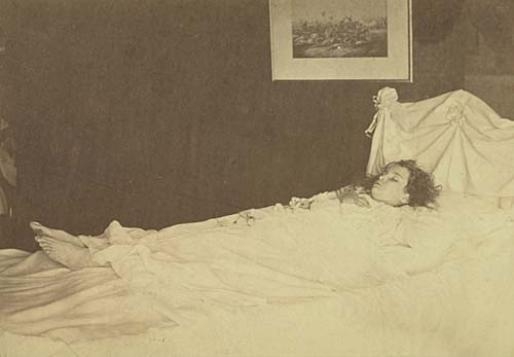 Artwork by Julia Margaret Cameron, The Sacred and Lovely Remains of My Little Adopted Child Adeline Grace Clogstoun, Made of Albumen print