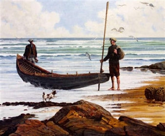 Two figures with a curragh - Anthony McNally