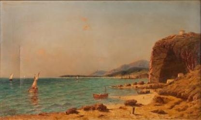 Artwork by Louis Alphonse Ernest Bouche, Italian Coastal Landscape, Made of oil on canvas
