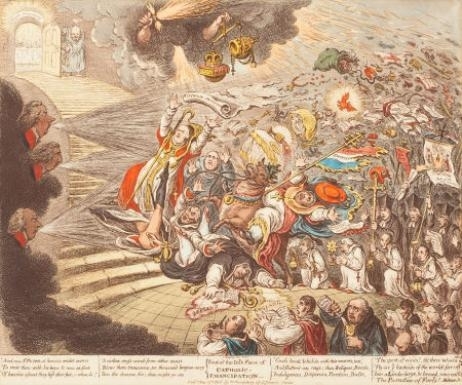 End of the Irish Farce of Catholic Emancipation by James Gillray, 1805
